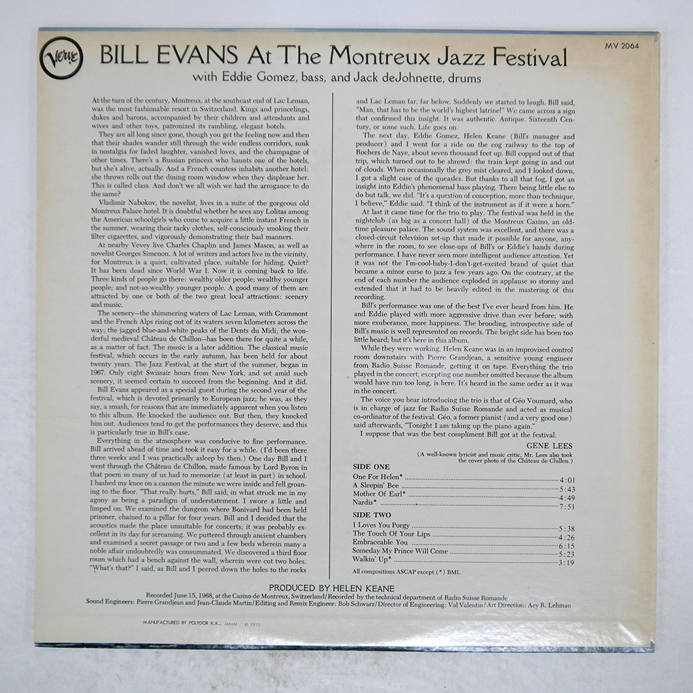 BILL EVANS / AT THE MONTREUX JAZZ FESTIVAL